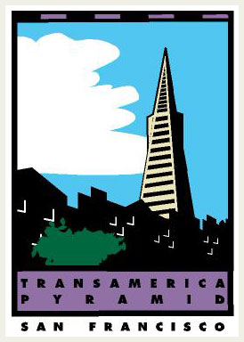 Graphic illustration of the Transamerica Pyramid in San Francisco, CA, USA